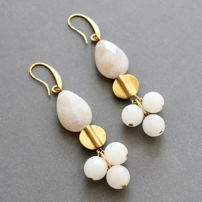 White Agate Cluster Earrings