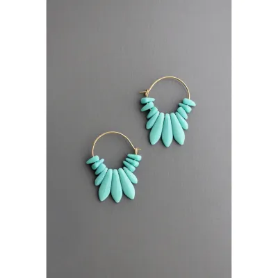 Turquoise Glass Hoops