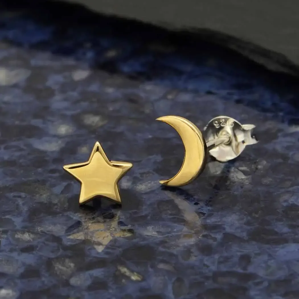 Bronze Star Moon Studs