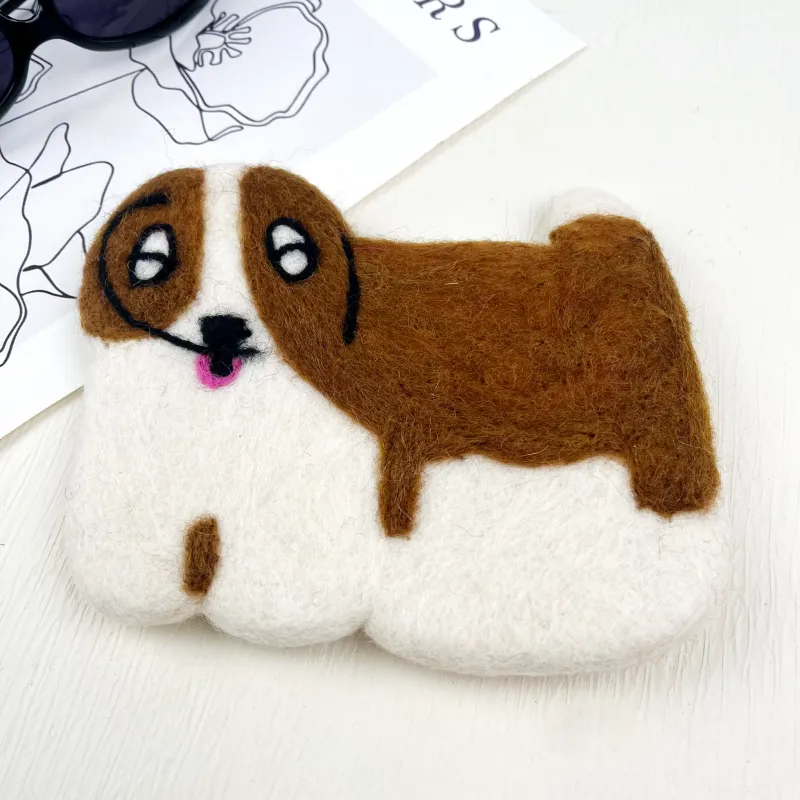 Wool Dog Coaster, Brown