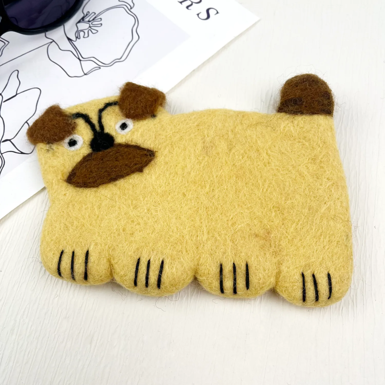Wool Dog Coaster, Yellow