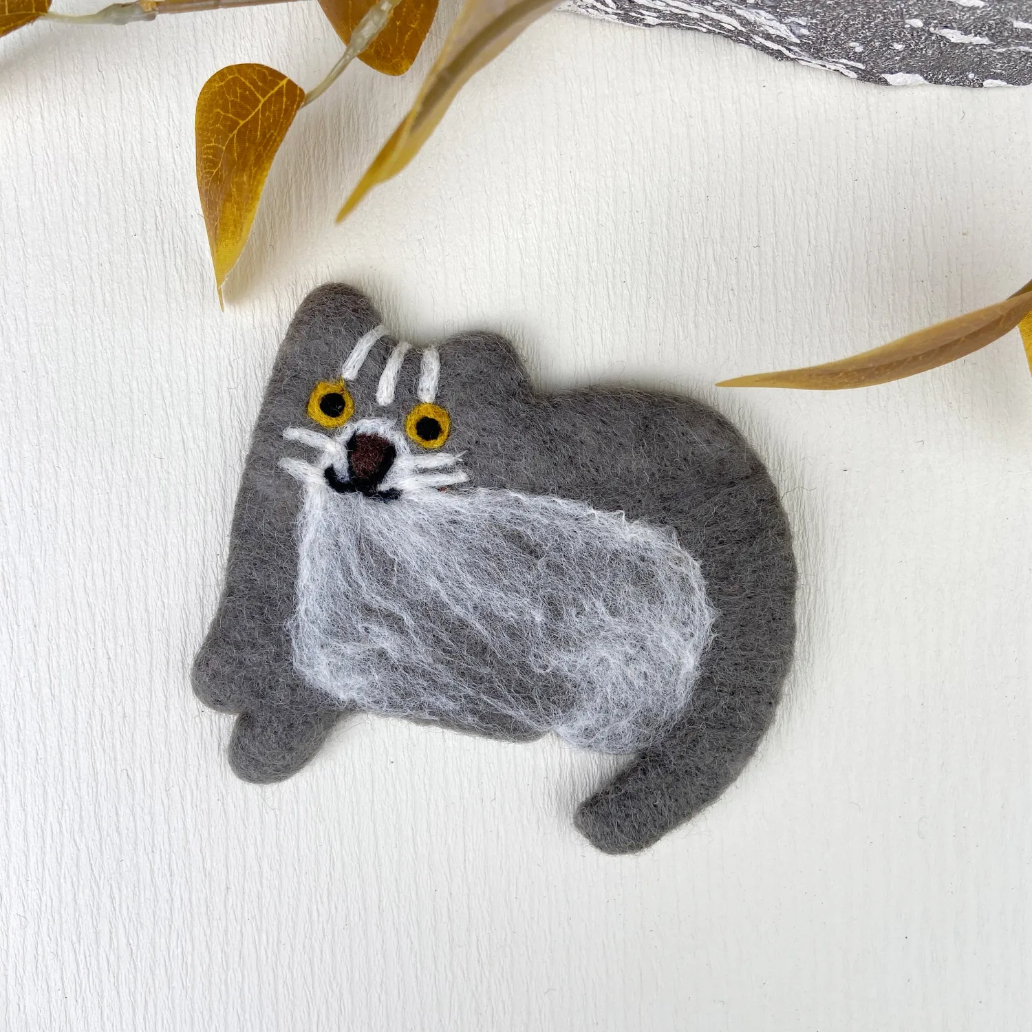 Wool Cat Coaster, Gray