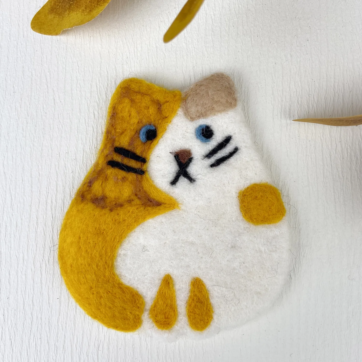Wool Cat Coaster, Orange