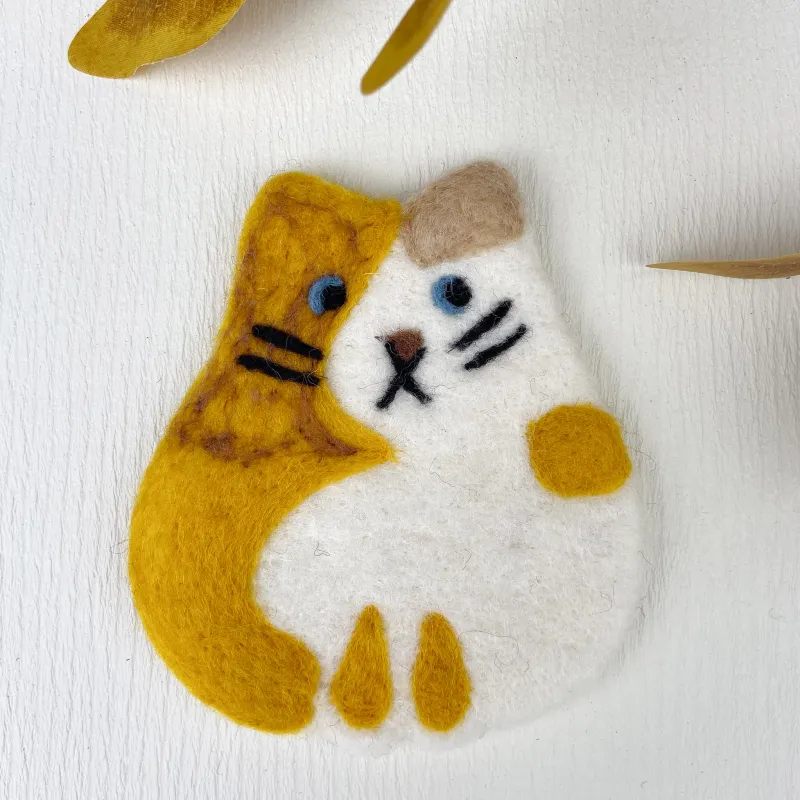 Wool Cat Coaster, Orange