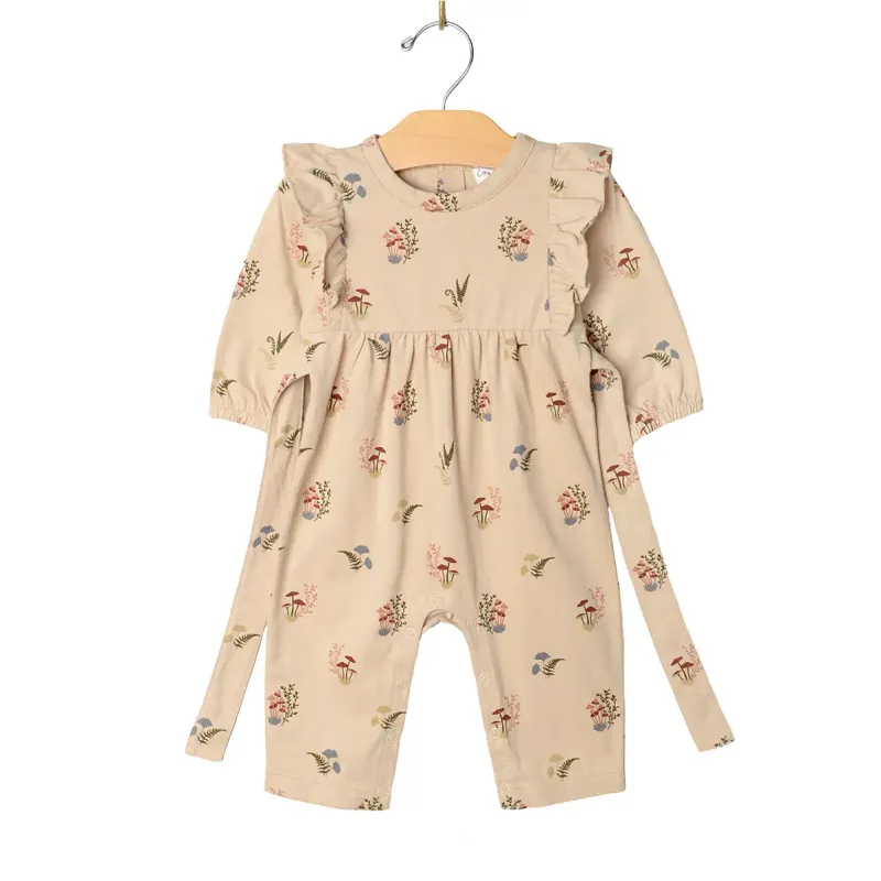 Flutter Sleeve Romper, Mushrooms