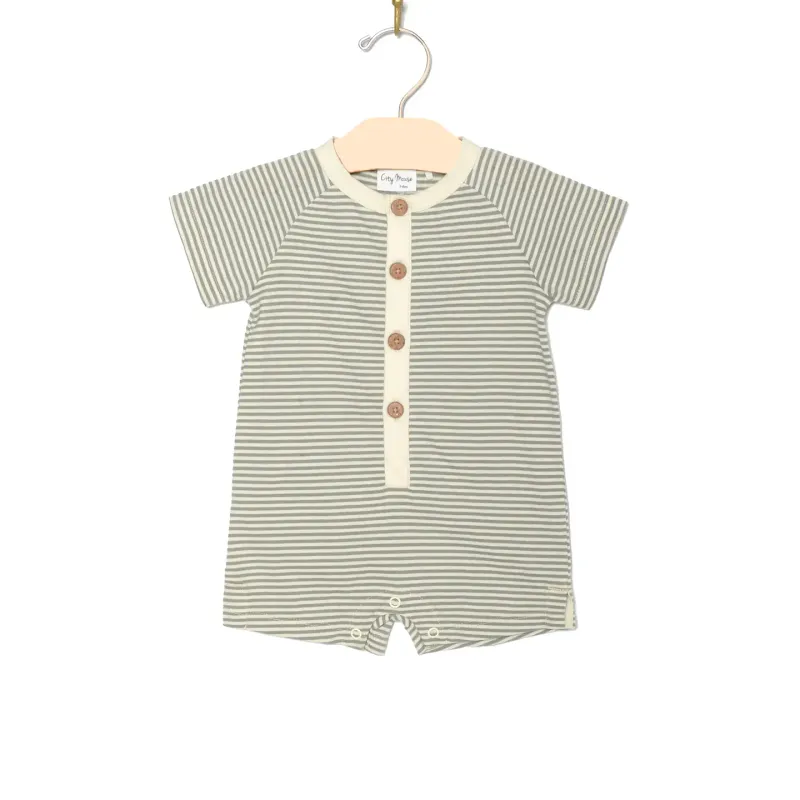 Button Romper, Striped