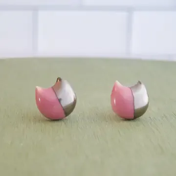 Cat Half Earrings, Silver