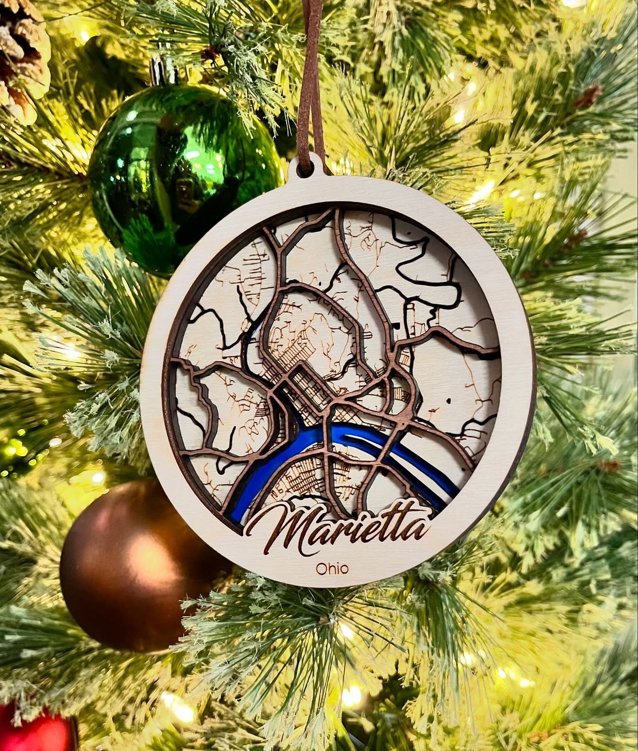 Wood Marietta Map Ornament