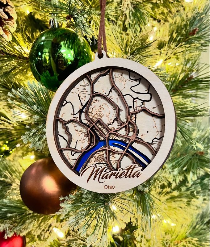 Wood Marietta Map Ornament