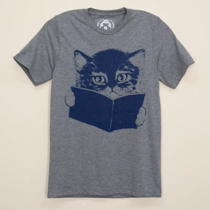 Cat with Book Tee