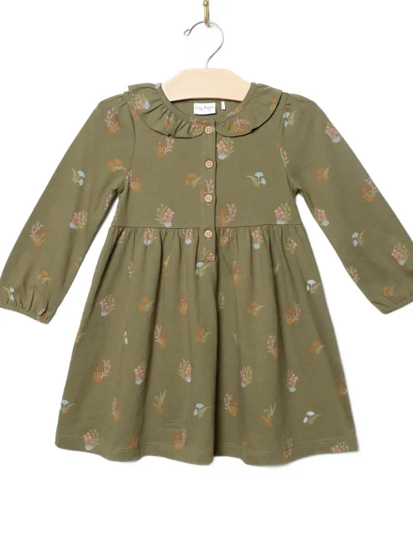 Frill Collar Dress, Mushrooms Frill Collar Dress, Mushrooms