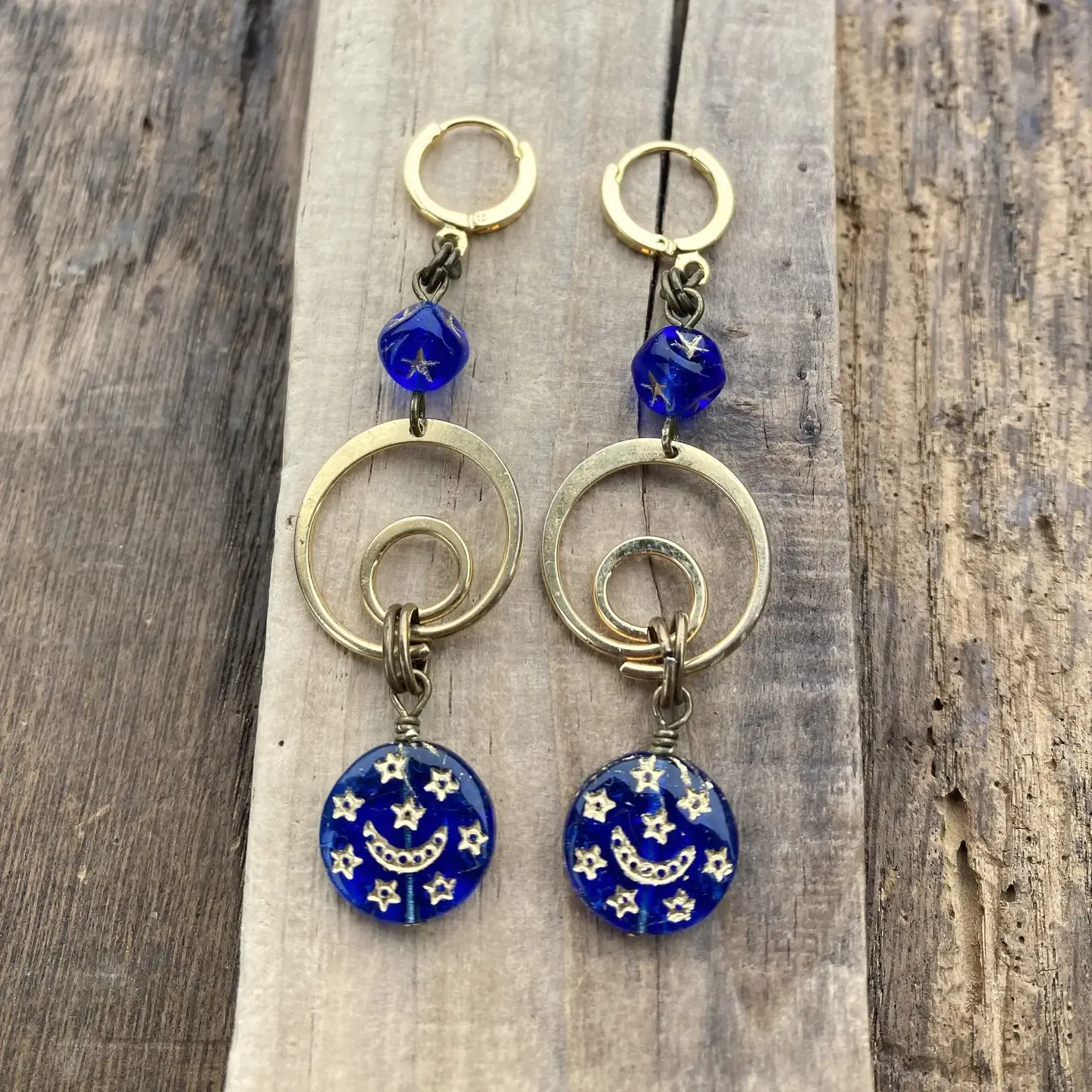 Cobalt Moon &amp; Star Dangles