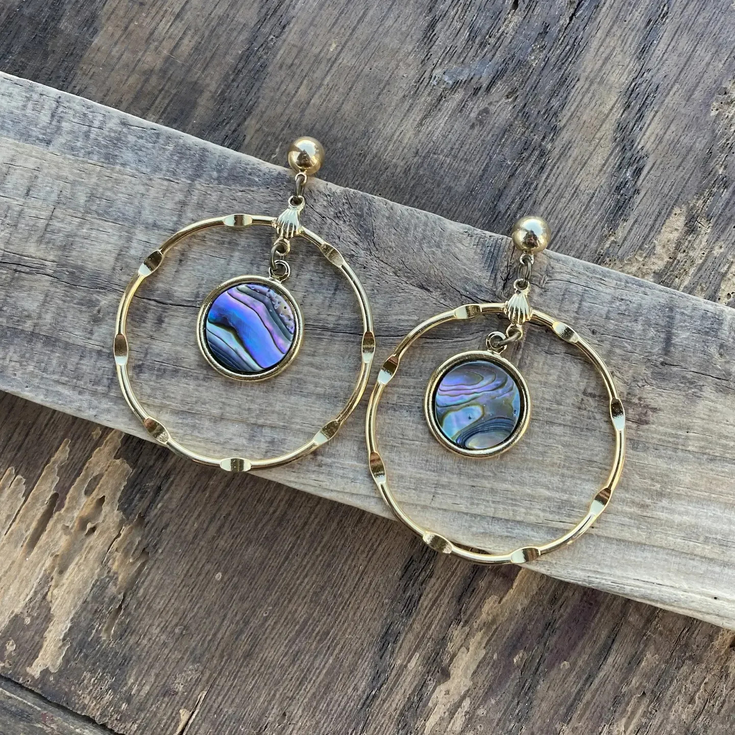 Abalone Gold Hoop