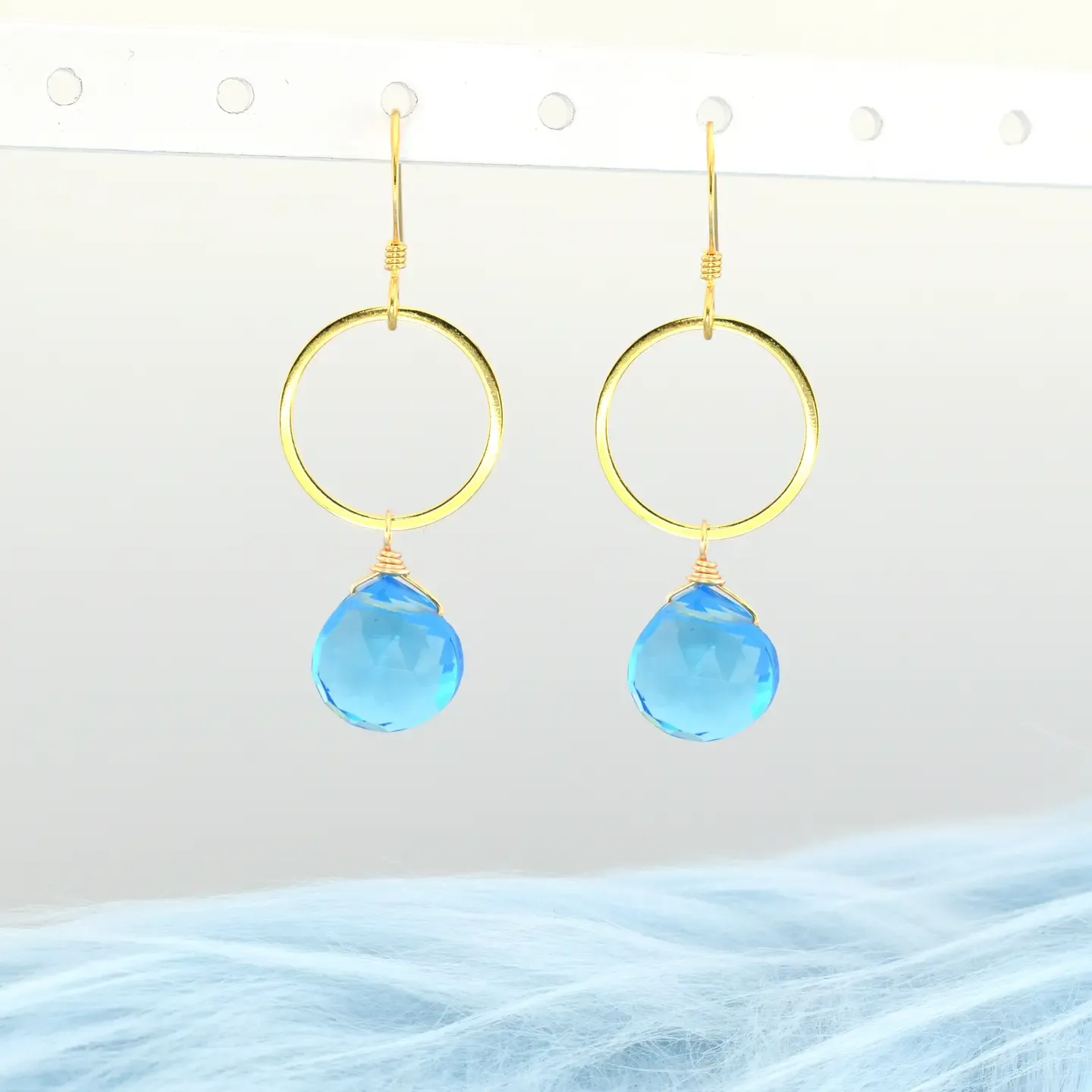Blue Quartz Circle Earrings Blue Quartz Circle Earrings
