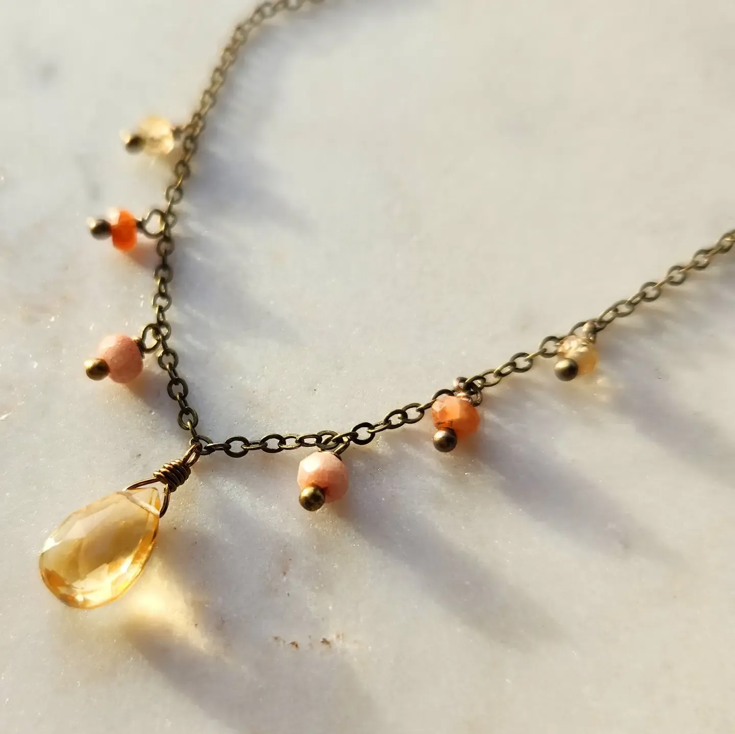 Citrine Sunstone Fringe Necklace Citrine Sunstone Fringe Necklace