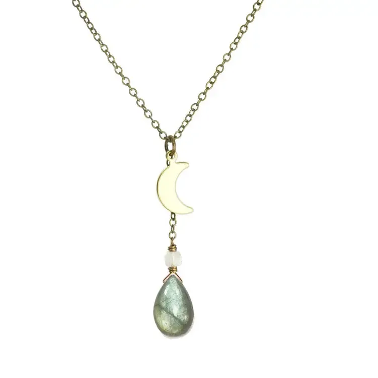 Labradorite Moon Necklace Labradorite Moon Necklace