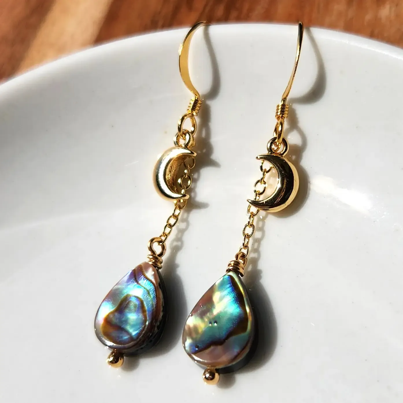 Abalone Gold Chain Earrings Abalone Gold Chain Earrings