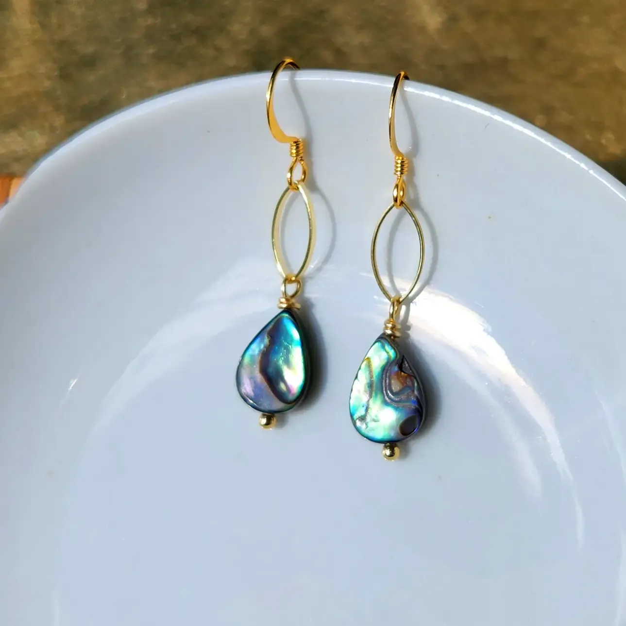 Abalone Gold Marquis Earrings Abalone Gold Marquis Earrings