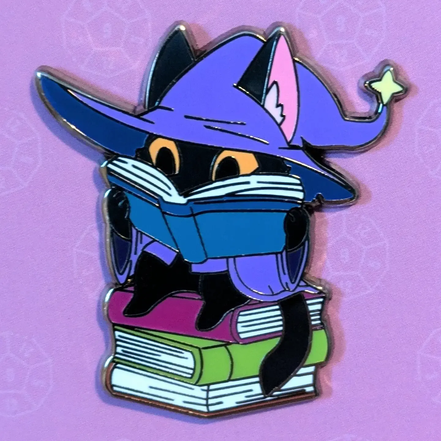 Wizard Cat Books Pin