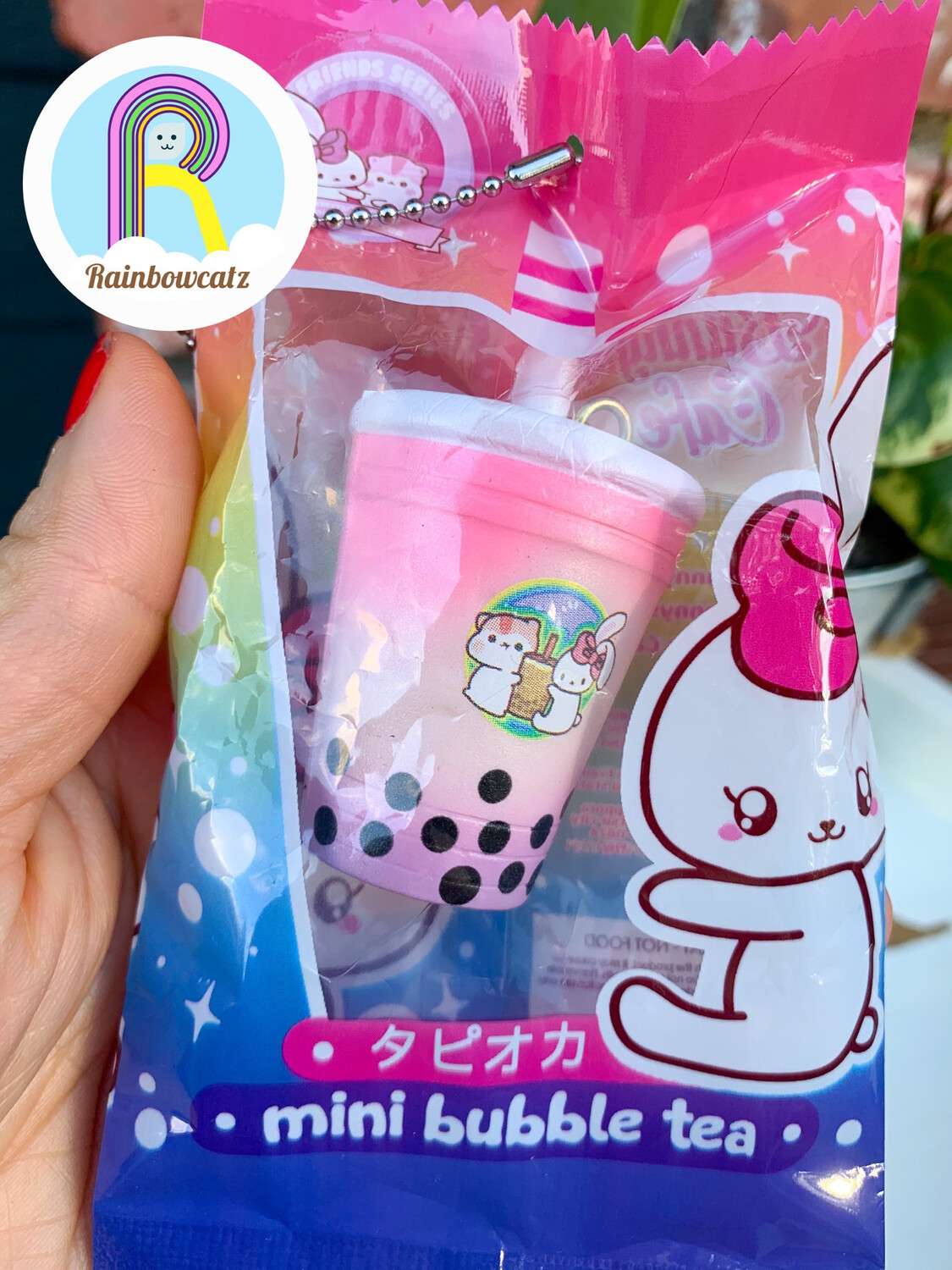 Strawberry Bubble Tea Mini Squishy Keychain