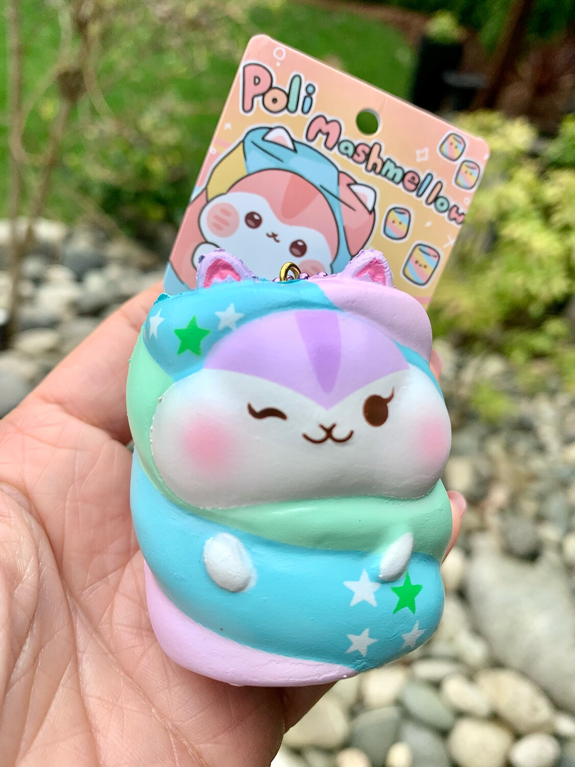 Poli Mini Marshmallow Squishy Toy, Color: Blue (green / purple)
