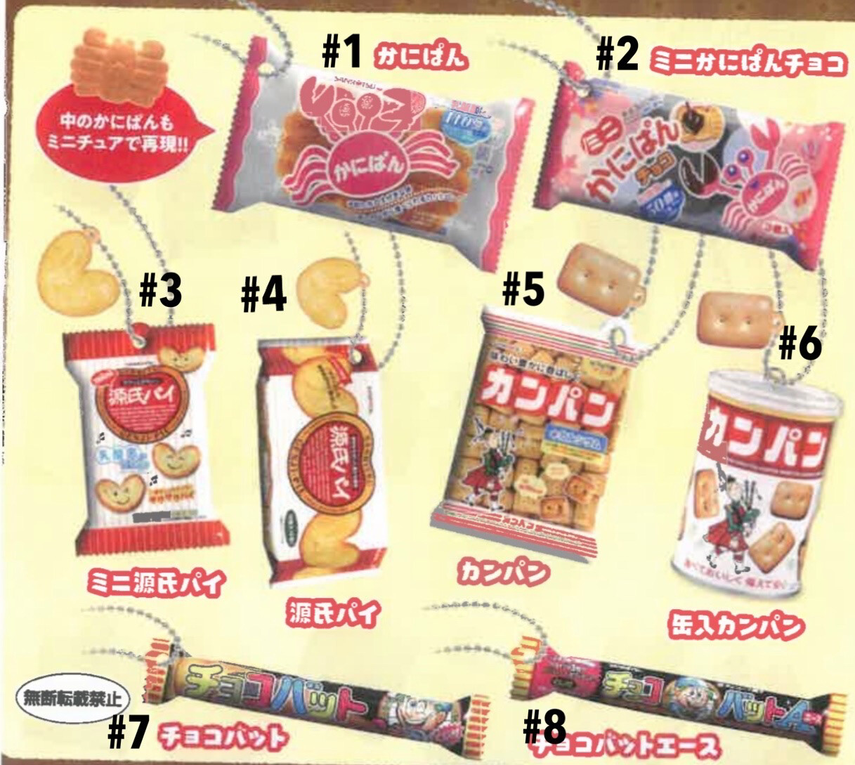 Bandai Sanritsu Japanese Snacks Miniature Keychain Gashapon
