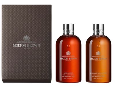 Molton Brown Woody &amp; Spicy Body Care Duo Gift Set - Re-Charge Black Pepper &amp; Neon Amber Bath &amp; Shower Gel