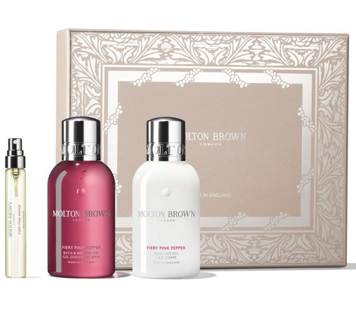 Molton Brown Fiery Pink Pepper Bath Body Fragrance Travel Gift Set