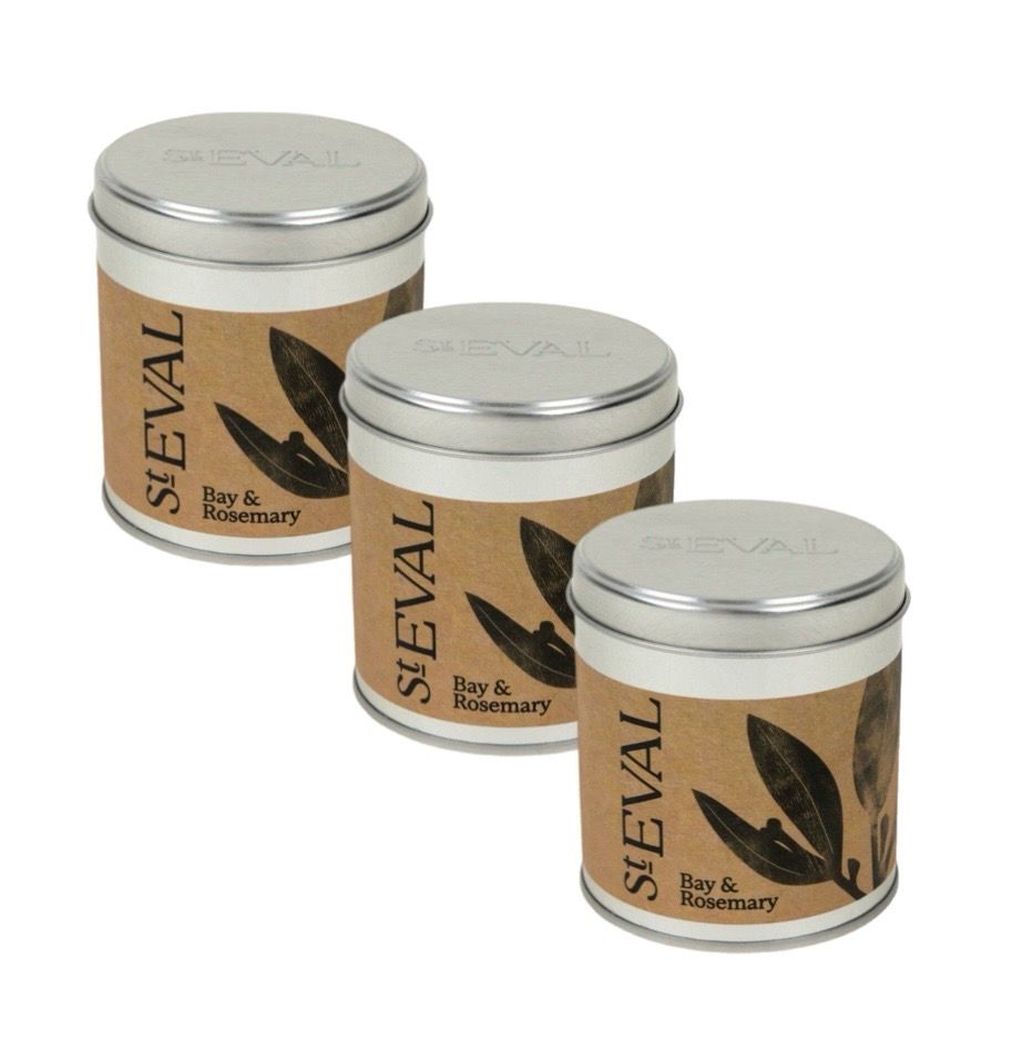 St Eval Bay &amp; Rosemary Scented Tin Candle Trio Bundle