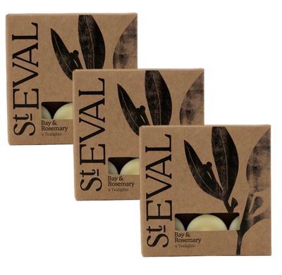 St Eval Bay &amp; Rosemary Scented Tealights Trio Bundle