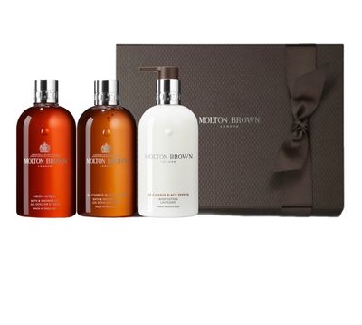 Molton Brown Re-Charge Black Pepper &amp; Neon Amber Bath &amp; Body Luxury Gift Set Trio