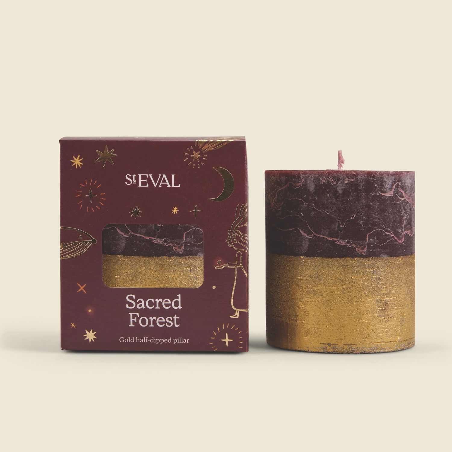 St Eval Sacred Forest Christmas Gold Half-Dipped Pillar Candle