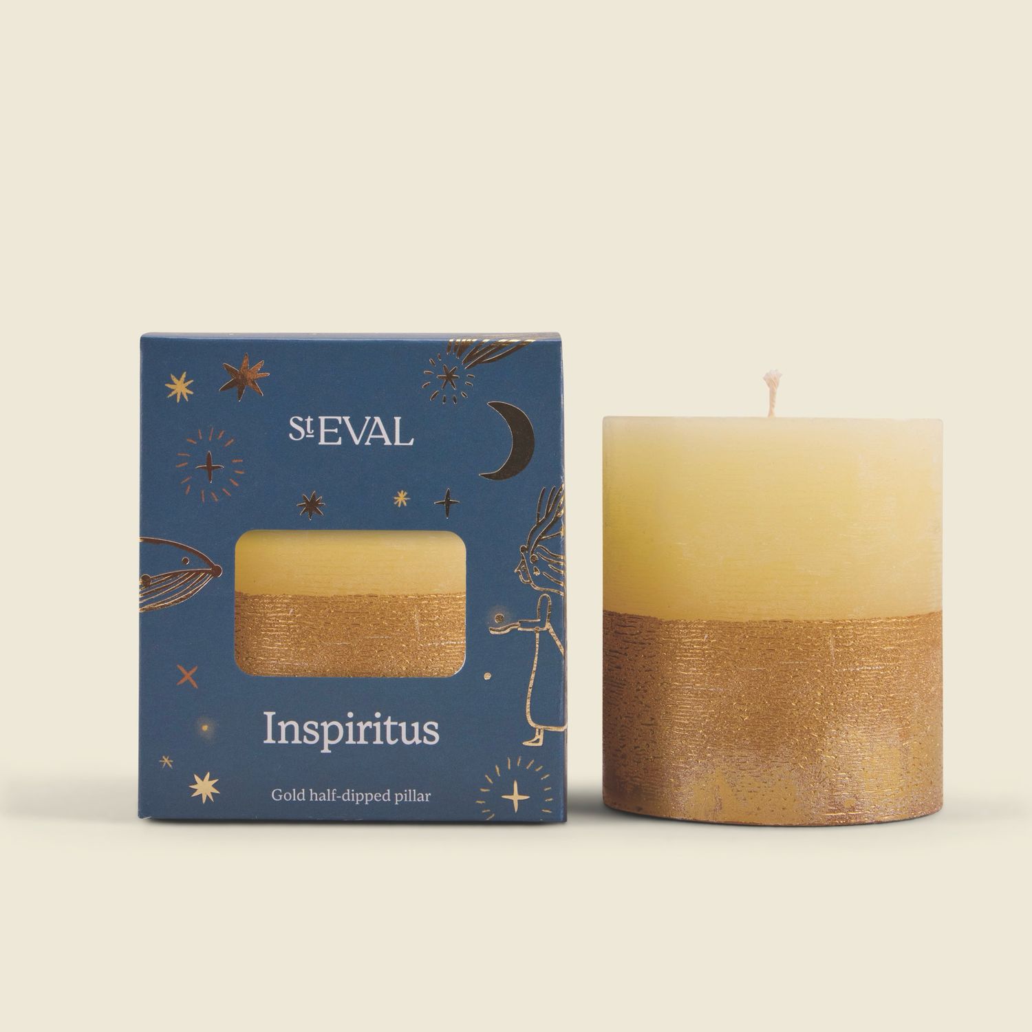 St Eval Inspiritus Christmas Gold Half-Dipped Pillar Candle