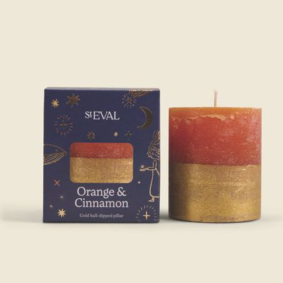 St Eval Orange &amp; Cinnamon Christmas Gold Half-Dipped Pillar Candle