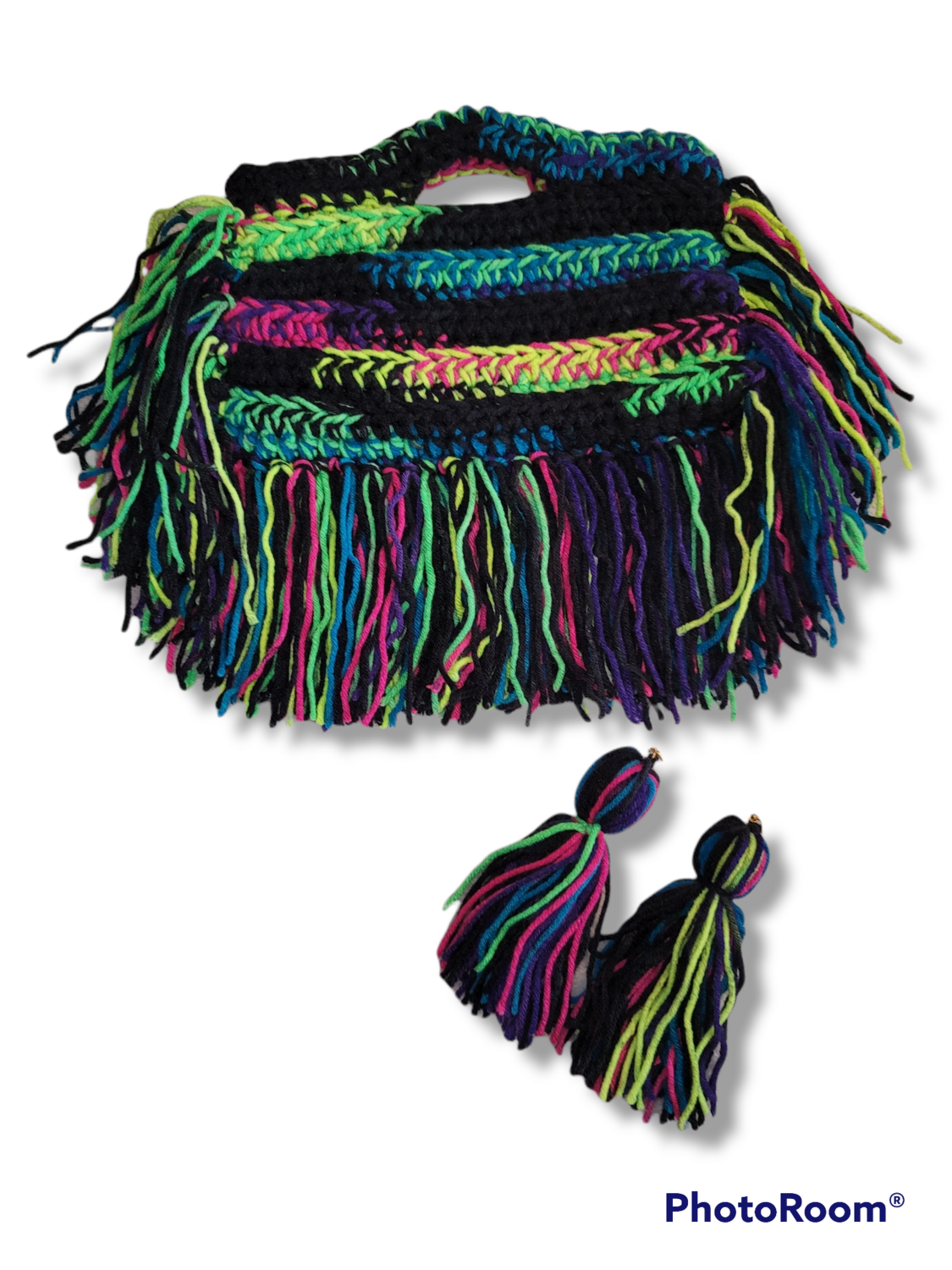 Fringe Fest w/ Earrings (Neon Black)