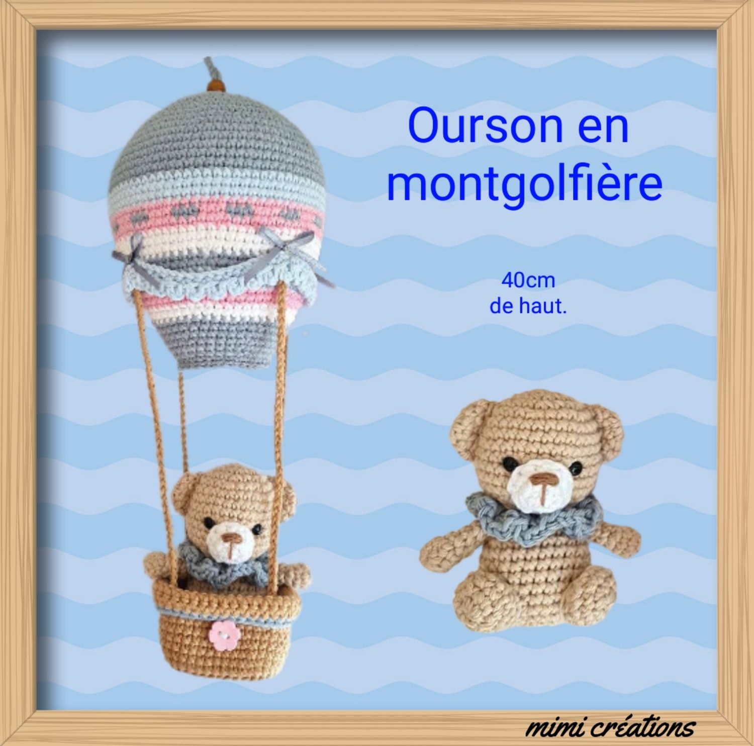 Ourson en montgolfière à suspendre