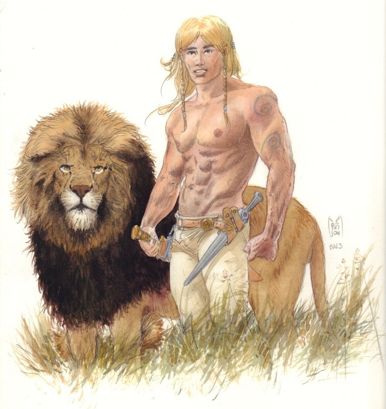 Akarad II étude de personnages  pour l&#39;album &quot;Chasse aux lions&quot;.
