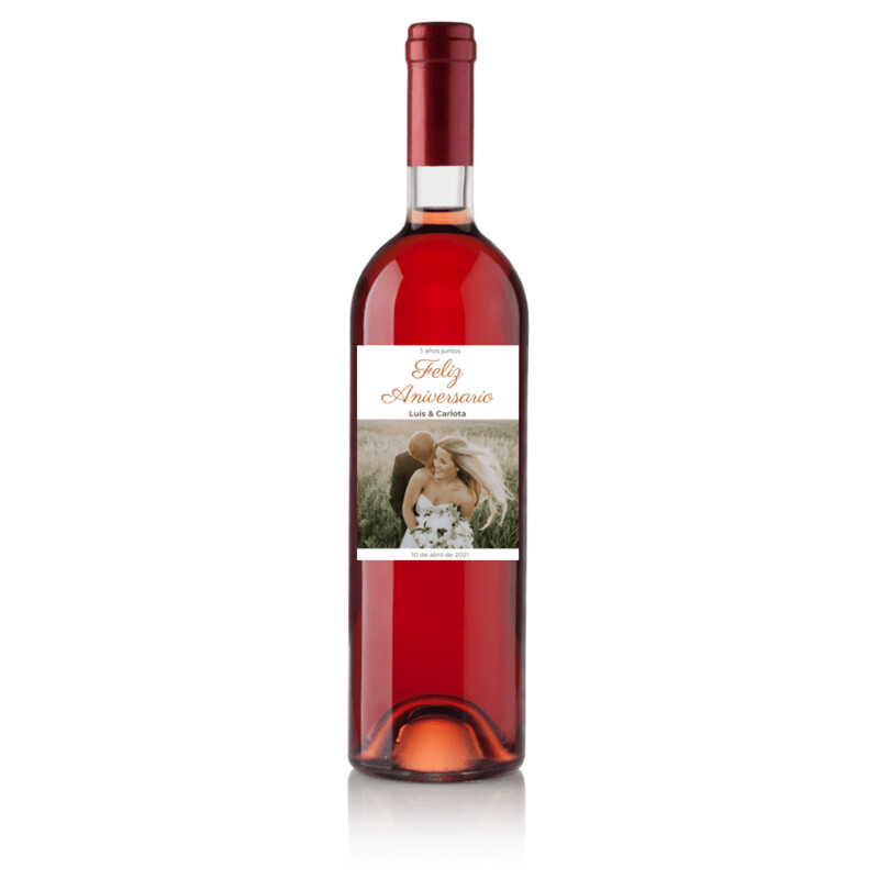 Botella de vino personalizada para aniversario