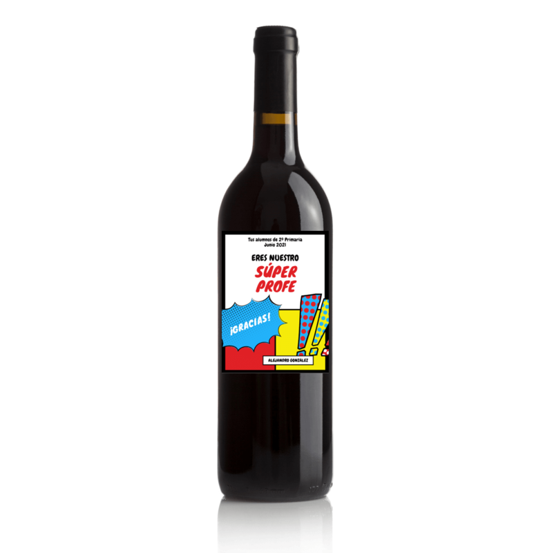 Botella de vino personalizada para agradecimiento