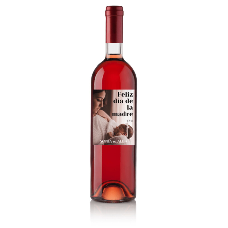 Botella de vino personalizada para día de la madre