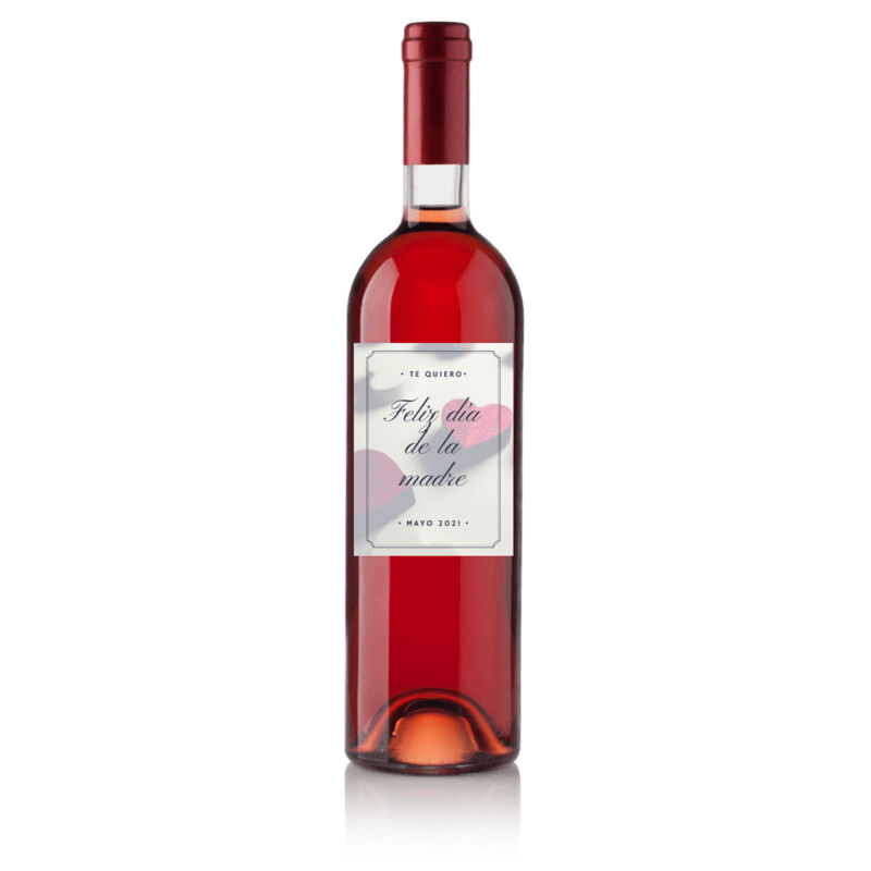 Vino para regalar el día de la madre - Etiqueta corazón