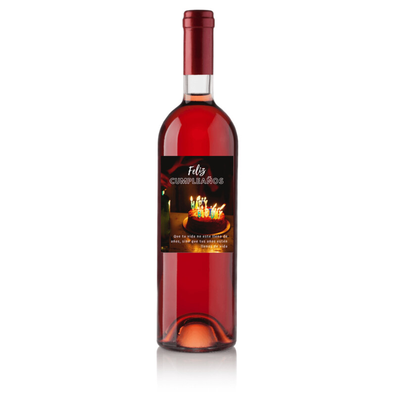 Vino para regalar en cumpleaños - Etiqueta Happy Birthday