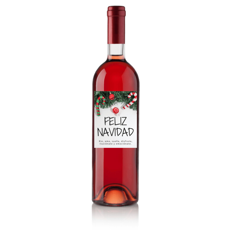 Vino para regalar en Navidad - Etiqueta bastones