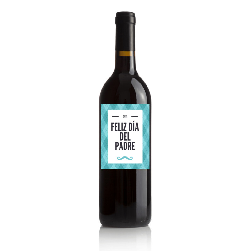 Vino para regalar el día del padre - Etiqueta bigote