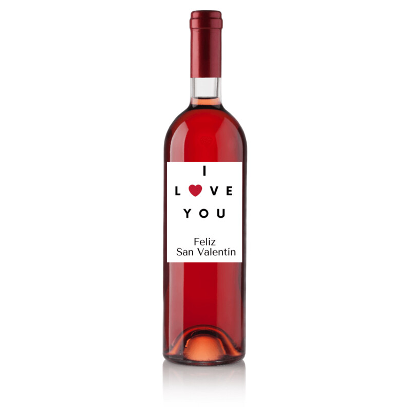 Vino para regalar en San Valentín - Etiqueta I love you