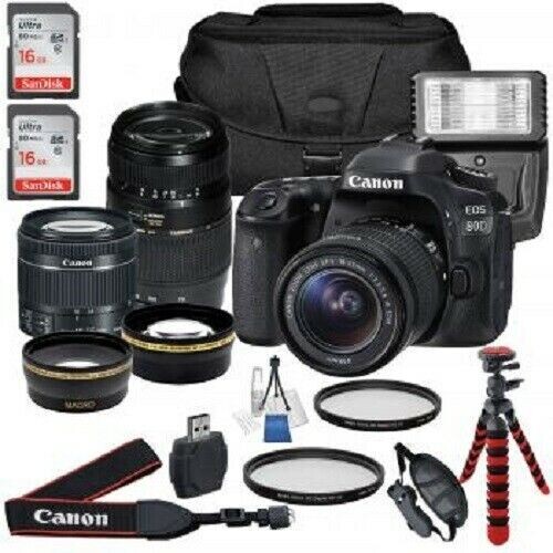 Canon EOS 80D DSLR Camera with 18-55mm Lens And AF 70-300mm Accessory Bundle