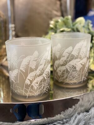 Teelichtglas Teelichtglas "Gräser", creme-braun