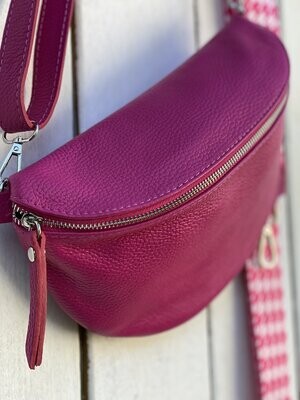 Bauchtasche Leder, groß, pink Bauchtasche Leder, groß, pink