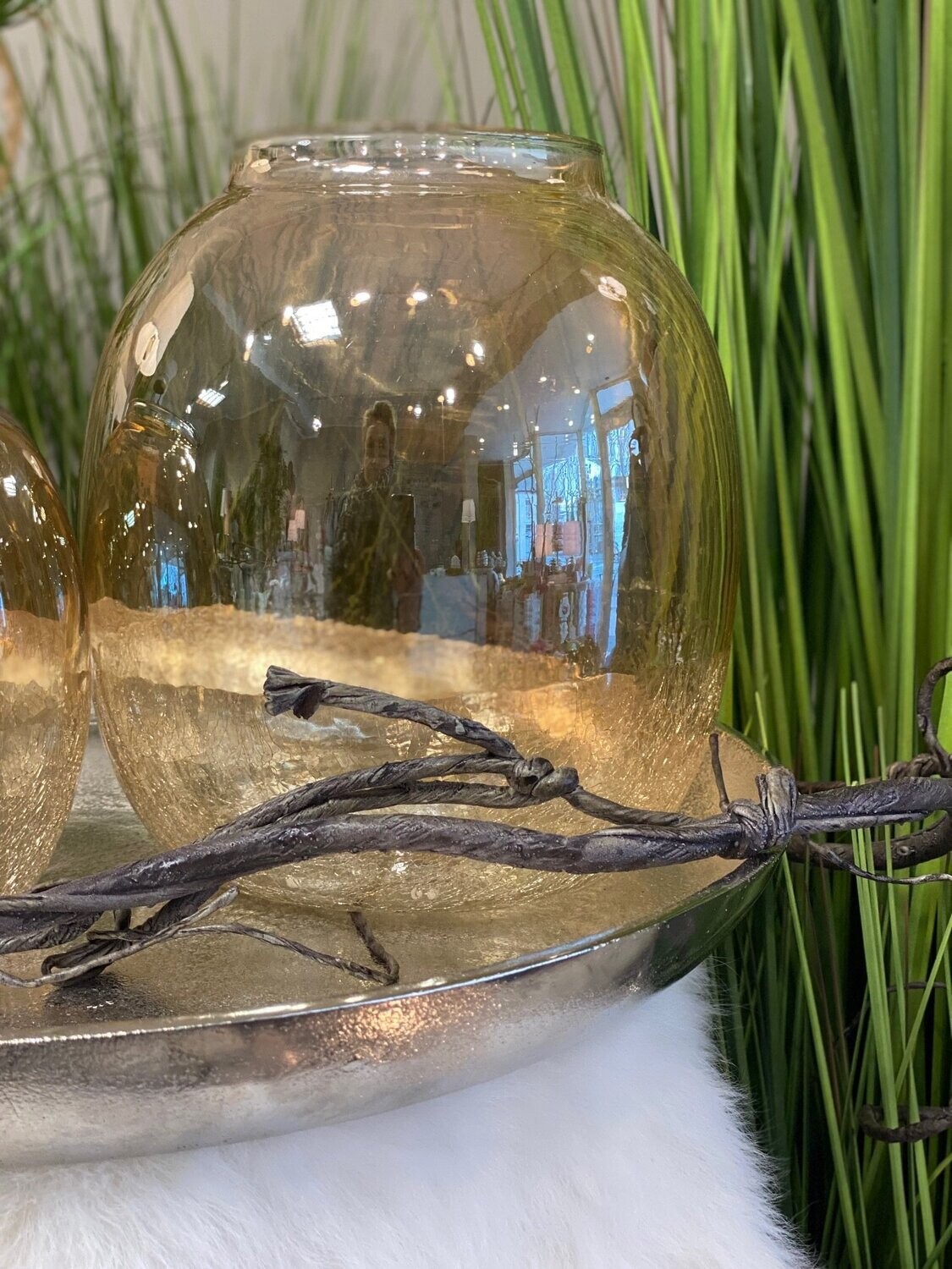 Windlicht "Amber", bernstein,  groß