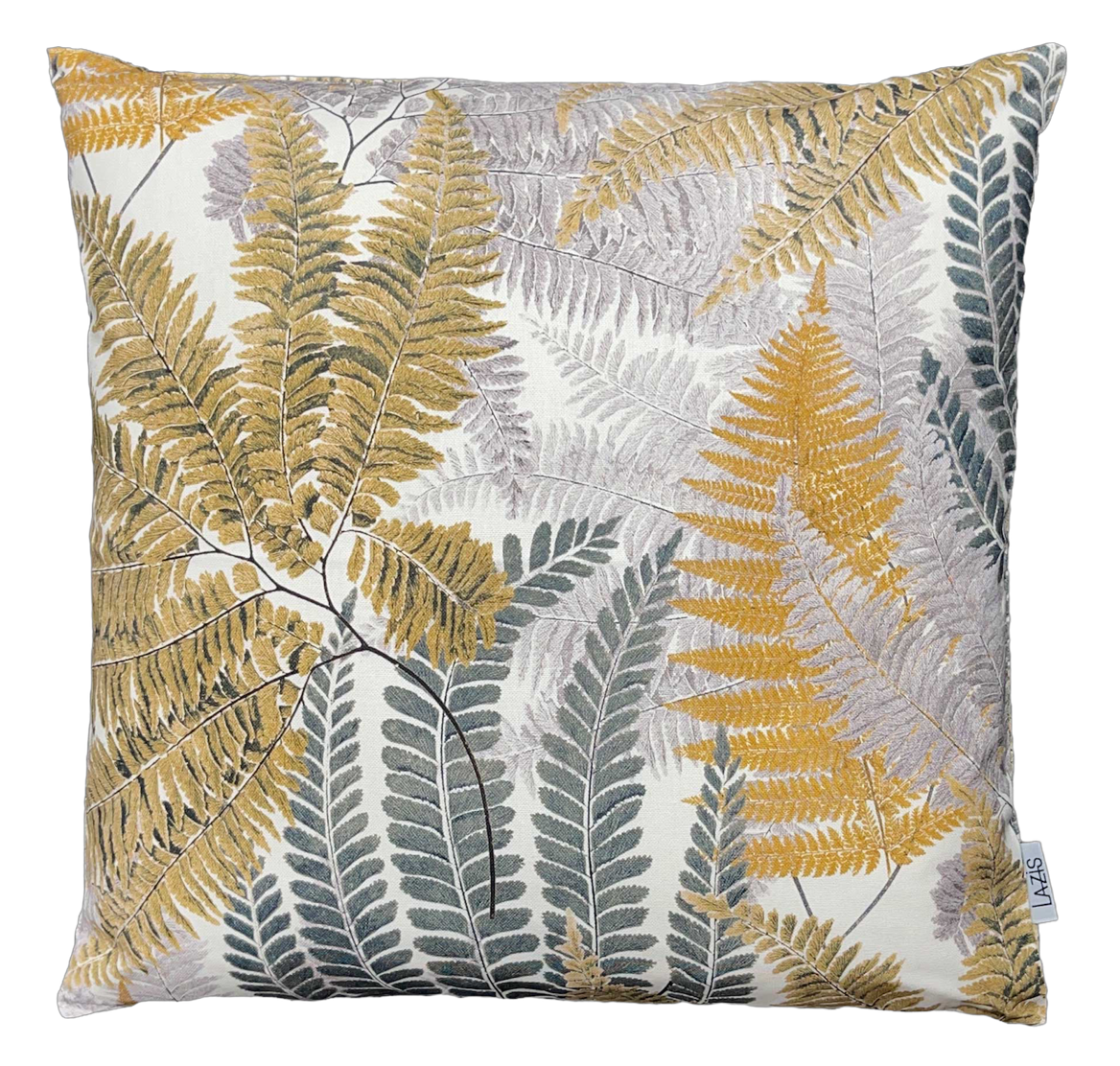 Kissenhülle Farn, 50x50 grau/curry